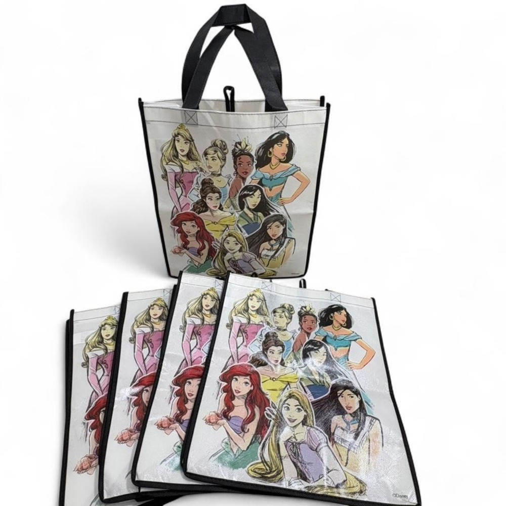 BNWT Disney Princess Reusable Tote Bags Bundle of 5 Gift Party Favors Grocery